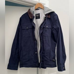 Vans AV Edict Navy Blue Grey Fleece Lined Hoodie Jacket